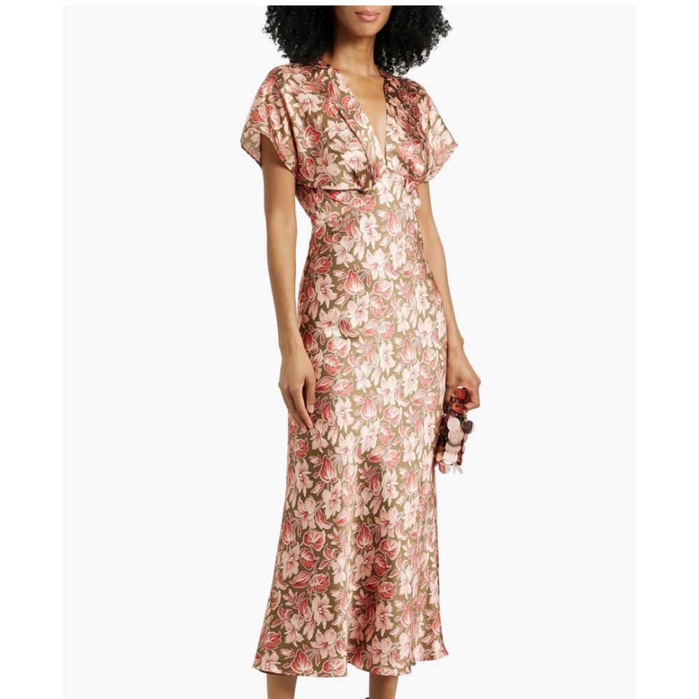 Veronica Beard Seymour Floral V-Neck Midi Dress